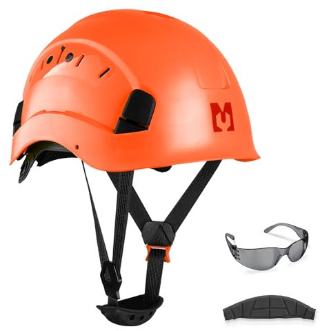 Mustbau Hard Hats Construction Safety Helmet with Anti-fog Safety Glasses Wheel Ratchet Adjust 53-63 cm for Scaffolding,Construction and Tradesmen EN 397