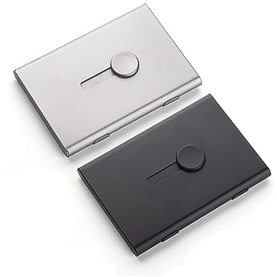 2 Stück Visitenkartenetuis Metall - Automatische Ausschieben Kartenhalter Visitenkartenhüllen Gift für Büro Unterwegs und Business, 1#