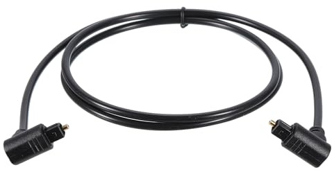 sourcing map Fiber Optic Audio Cable Double 90 Degree Digital Audio Optic Cable 5.9FT Long TOS Optical Link Cable PVC Plastic Connector for TV DVD Amplifier Stereo Black