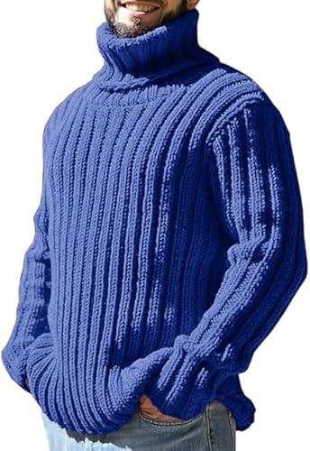 Pull À Col Roulé en Cachemire pour Homme Hiver en Tricote Manches Longues Casual Basique Couleur Unie Col Mi-Haut Chandail Automne Hiver sous-Pull Haut Thermique Col Roulé