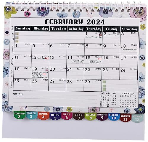 EXCEART 2024 Englischer Tischkalender Monatsplaner Fürs Büro Freistehender Kalender