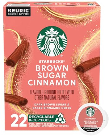 Starbucks K-Cup Coffee Pods, Flavored Hot or Iced Coffee, Brown Sugar Cinnamon, 22 Keurig Pods