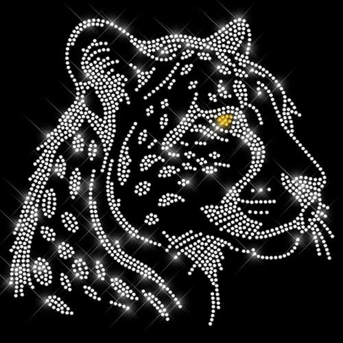 Glitzerdeals Bügelbilder Karneval Strass Gepard kristall Raubkatze Aufbügler für Textilien Gepard Bügelmotiv Leopard Strass Bügelbild Gepard