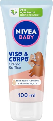 NIVEA Crème pour le corps et le visage pour bébé - Douce - 100 ml - Hydratante et nourrissante - Crème pour le corps de bébé - Crème pour le visage et le corps - Crème nourrissante pour nouveau-né