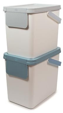 Snips, Ensemble de 2 Poubelle Tri Sélectif 2 x 25 litres, Poubelle de Tri de Cuisine 26 x 36 x 43 cm Couleur Blanche, Made in Italy.