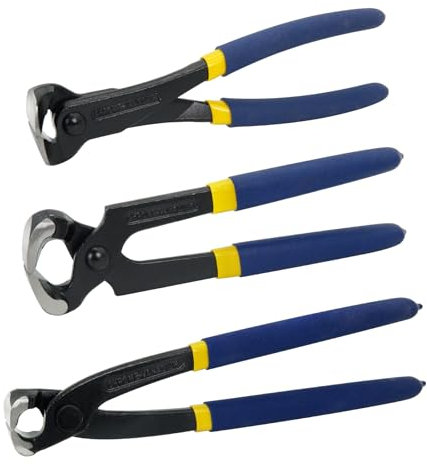 MANUFORE 3pcs Nail Puller Pincers Set, 8in Carpenters Pincers, 8in End Cutting Pincers, 8in Tower Pincers Set Nail Remover Tool for Pulling Nails or Cutting Wires