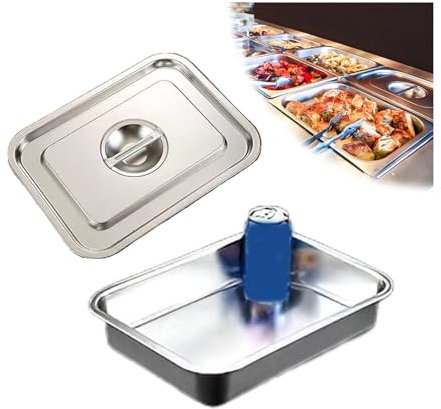 NJDQFA Lebensmittel Lagern Behälter,Stapelbar Gastro Behälter Mehrweg, Rechteckig Edelstahl Gastronomiebehälter,36 * 27cm,7cm