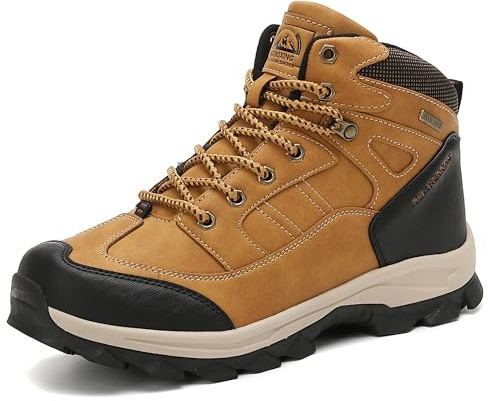 AX BOXING Chaussures Homme Hiver Chaussure Randonnée Fourrure Chaud Bottine Antidérapantes Bottes de Neige Outdoor Marche Trekking Taille 41-46 EU(Jaune, 42 EU)