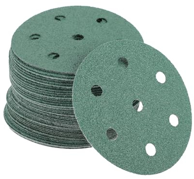TUCKBOLD Car Sanding Discs 3.5inch 7 Hole 60 Grit Abrasion Resistance | Round Hook and Loop Sandpaper Green 50 Pcs