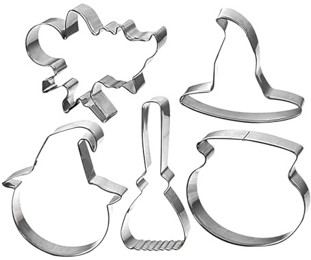 Stampini per biscotti di Halloween, in acciaio inox, formine per biscotti alimentari, formine per biscotti a forma di zucca e cappello da strega, decorazioni per feste