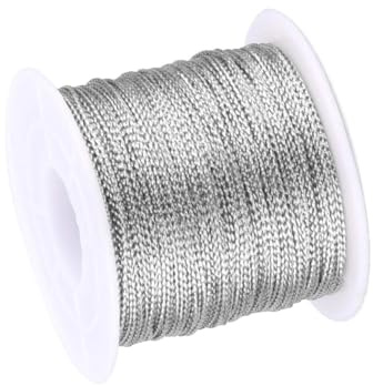 Twine Thread, 1 mm Non-elastic Metallic Tinsel String for Craft, Jewellery Making, Hanging Christmas Ornaments, Cards, Gift Wrapping (Silver, 100 Meter)