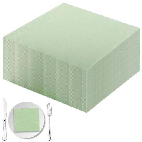 100 Stück Servietten Salbeigrün 25x25cm, Papierservietten für Hochzeit, Abendessen, Geburtstag - Cocktailservietten Grün