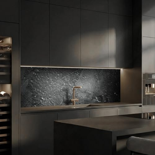 Dedeco Küchenrückwand Motiv: Stein V5, 3mm Aluminium Alu-Platten als Spritzschutz Fliesenspiegel zum Aufkleben Wandschutz wasserfest, UV-Lack matt, alle Untergründe, 260 x 60 cm