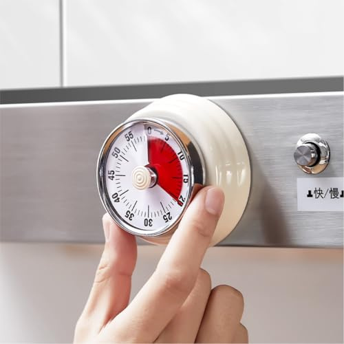 Tissting Kitchen Timer for Cooking, Countdown Timer Visual Timer Cooking Magnetic Timer Clock 60 Minutes Rotating Egg Timer for Cooking Classroom Fitness (White)