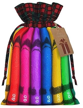 PHAYAH Farbige Buntstifte, Weihnachts-Kordelzug, Jute, Geschenkbeutel, Süßigkeitentasche, Aufbewahrungstasche, geeignet für Weihnachten, Geburtstagsparty