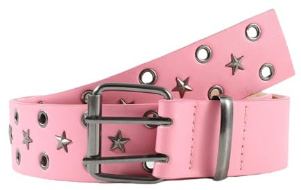 ZBIianxer Ösen Taillengürtel Punk Stern Charm Schmale Kette Zweireihig Grunge Schnalle Moderner Bund Taillenkette Nietengürtel