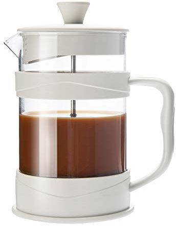 Asuinxurr Cafetière à piston à piston 300 g, machine à café blanc presse à thé avec verre borosilicate café froid et chaud