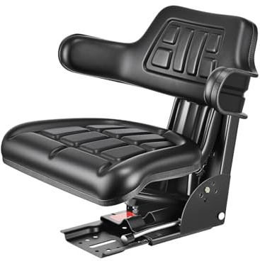 VEVOR Sedile Universale per Carrello Elevatore con Microinterruttore, Sedile con Sospensione Impermeabile per Trattore, Schienale Regolabile e Poggiatesta, per Minipale, Tosaerba