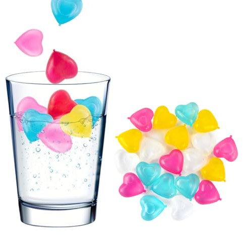 KEQAR 12 cubetti di ghiaccio riutilizzabili a forma di cuore, per feste e bevande rinfrescanti, un must per l'estate (colorati)