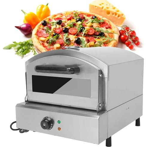 XSDAJSD Four à Pizza électrique d'intérieur, Four à Pizza Commercial de comptoir de 12 Pouces avec Grille de Cuisson, Plateau ramasse-miettes, poignée et Patins pour la Maison et Le Restaurant, 110 V