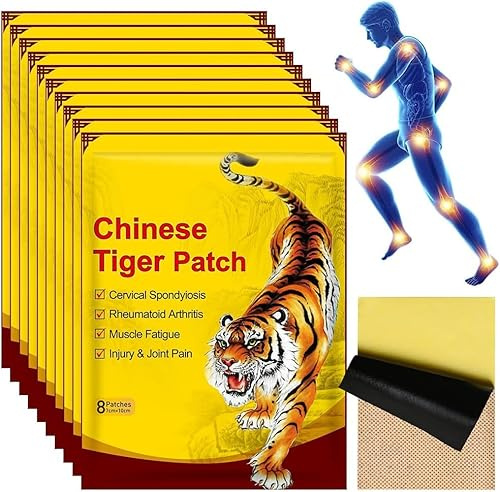 CLIUNT Tiger Patches, 80Pcs Knee Pain Relief Patches, Chinese Red Tiger Heat Patches, Back Patches Ultra Strength for Muscle Joint of Knee Shoulder Neck
