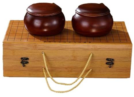 Apk i bc Faltbares Go-Brett-Set, tragbares Go-Gomoku-Spielset aus Holz, leicht zu verstauen, für Gomoku-Schach- und Go-Spieler(A,46 * 43 * 6.5cm)