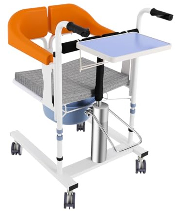 Silla hidráulica de transferencia para pacientes con cubo, hasta 100 kg | silla de inodoro para personas mayores illa de transferencia y silla de ruedas de transporte para ancianos, enfermos