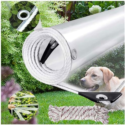 Lona Protección Transparente con Ojales 9.8x16.4ft, 0,35mm Espesor Lona de PVC Impermeable, Multiusos Toldo para Muebles, Piscina, Coche, Jardín, Incluyendo Cuerdas y Ataduras (3x5m)