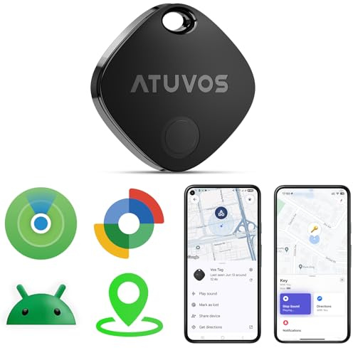 ATUVOS Dual System Air Tracker Tag PRO, Smart Key Finder Works with Android Google Find Hub or iOS Apple Find My APP, Bluetooth Item Locator for Luggage, Suitcase, Bags