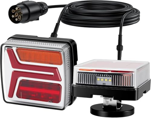 Justech 2 st 2 st 35 LED bakljus för släpvagn, bakre pilotlampor med avtagbar 10 m 7-stifts kabel kontakt för 12 V/24 V släpvagn lastbil