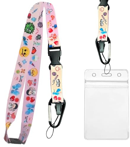 VERY IMPORTANT RUNNER - Schlüsselband Krankenschwester 56x2 cm mit Karabiner, Sicherheitsverschluss & Kartenhülle mit Band - Lanyard für Krankenschwester & Schlüsselband Medizin (Rosa mit Farbverlauf)