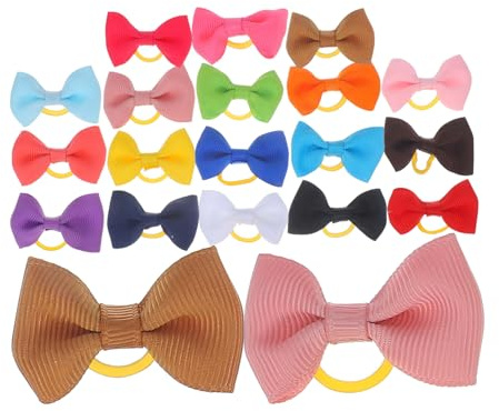 FRCOLOR 20 Stück Teiliges Elastische Haarbänder mit Schleifen für Kleinkinder Bunte Ponytail Halter für Mädchen Schonend Langlebig und Vielseitig für Alltag und