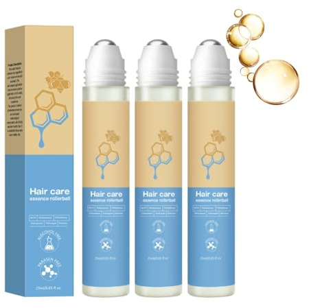 Roller Haarserum, Kopfhaut Massageroller Haaröl, Feuchtigkeitsspendende Haar-Kur bei Dünnem Haar, Reduziert Haarausfall, Tägliche Glättende Haarpflege (3PC, 75ml)