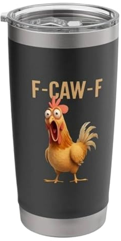 Funny Chicken Stainless Steel Insulated Tumbler, 20oz Stainless Steel Travel Mug, Novelty Screaming Rooster Meme Coffee Mug, Large Capacity Insulated Tumbler for Women Men