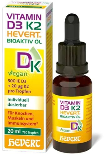 Vitamin D3 K2 Hevert Bioaktiv Öl – veganes Duo für Knochen, Muskeln und Immunsystem, 20 ml Huile
