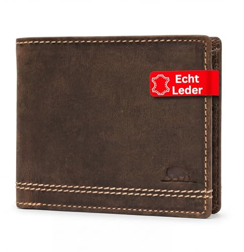 Cocoono Leder Geldbörse Herren mit RFID Schutz I Echtleder Geldbeutel für Männer I Münzbörse Portemonnaie Brieftasche Wallet Portmonee Braun