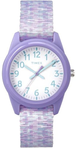 Timex Children's Quartz Watch with White Dial Analogue Display and Multicolour Nylon Strap TW7C12200