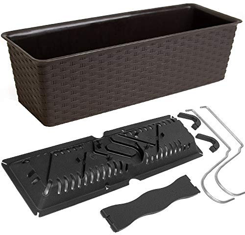 Deuba Bac à Fleurs Jardinière Ratolla Moka 39 cm/6 L Système d'auto-arrosage Balcon Crochets Inclus Pot de Fleur