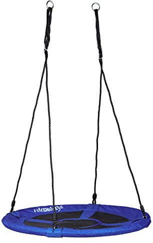 Relaxdays Balançoire nid d'oiseau rond Bleu foncé 90 x 90 x 153 cm 10020820_651
