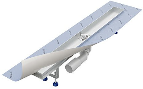 Grundkörper-SET für Duschrinne 120 cm AQUABAD® SDS Pro aus Edelstahl inkl. Haarsieb/Ablauf waagerecht (Ohne Abdeckung - separat erhältlich)