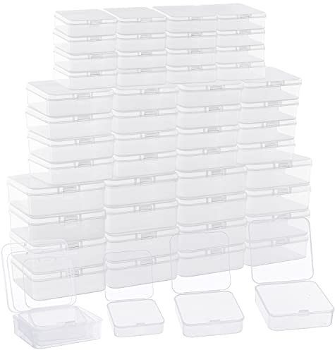 BELLE VOUS Set mit 54 kleinen transparenten Kunststoffboxen mit Klappdeckel – klein, mittel & groß – Mini-Kunststoffbox für Pillen, Perlen, Schmuck & Zubehör