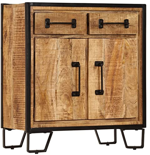 vidaXL Solid Mango Wood Sideboard with 2 Compartments and 2 Drawers Lowboard TV HiFi Cabinet Console Table Stand 25.6x11.8x27.6
