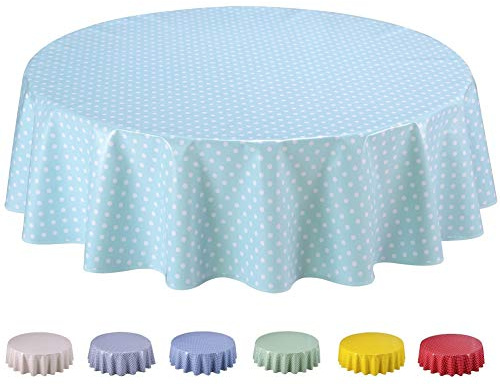 Wachstuch Tischdecke Abwaschbar 160cm Kleine Tupfen (Rund 160cm, Entenei)