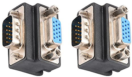 J&D Adattatore di DB 15 VGA 15 Pin 90 Gradi, 2 Packs D-sub 15 Connettore Nichelato Ad Angolo Retto Convertitore Accoppiatore Adattatore di VGA 15 Pin Maschio a Femmina