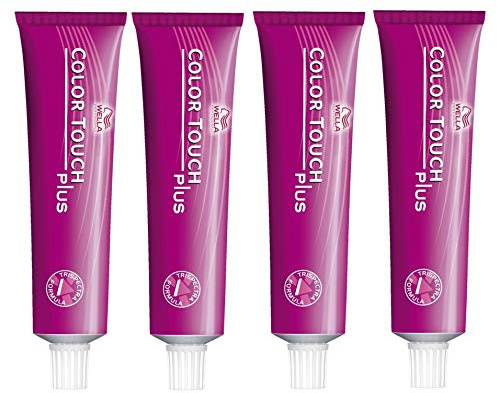4er Wella Professionals Color Touch Plus 55/04 Hellbraun Intensiv Natur Rot 60 ml