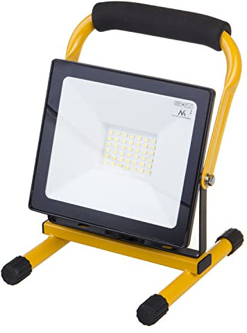 Maclean MCE632+MCE530 LED Construction Spotlight 50 W LED Work Light Floodlight 2700 Lumen for Indoor and Outdoor Use Headlight Tripod Rotatable (Cool White, 30 W) (Cold White, 30W with PIR Sensor)