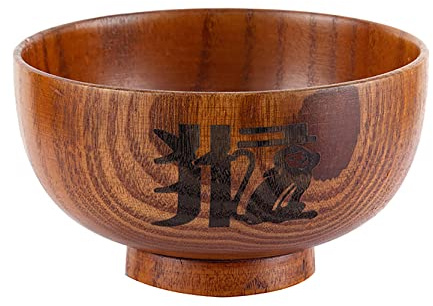 UPTALT 1 bol à céréales en bois naturel de jujuba (année du singe, 300 ml), 12 bols à riz chinois en forme d'animal faits à la main, bol en bois d'avoine, ustensiles en bois japonais