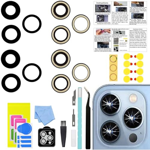 for iPhone 13 Pro and iPhone 13 Pro Max Camera Lens Replacement,2 Sets OEM Original Camera Glass Lens for iPhone 13 Pro/iPhone 13 Pro Max with Pre-Installed Adhesive+Repair Tools