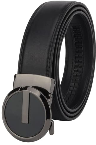 Masters & Stylists Cintura Uomo Nera, Cintura in Pelle con Fibbia Automatica Senza Buchi, Cinta Elegante e Resistente, Regalo Uomo, Larghezza 3.5cm, Lunghezza 110cm