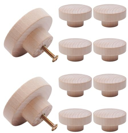 NAKUPENDA 10 Stück Möbelknöpfe Holz Holzknöpfe Möbelgriffe Holz Schrankknöpfe Schubladenknopf Holzknöpfe für Möbel,Schubladen (25x50mm)